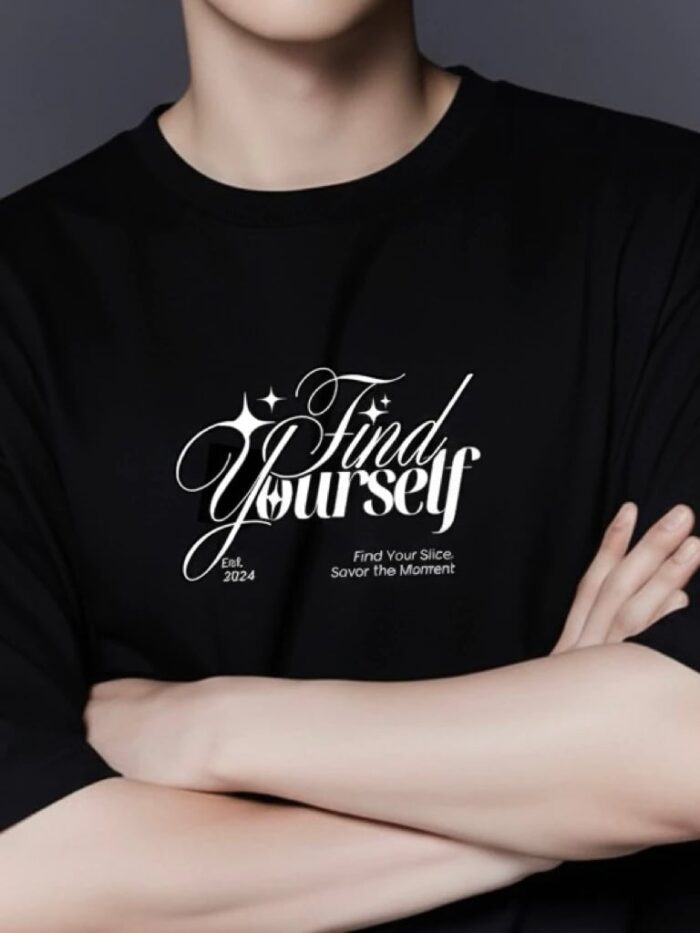เสื้อ Find yourself ขาวดำ คอกลม มีไซส์ S-3XL มินิมอล