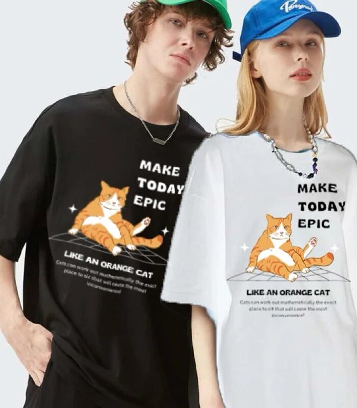 เสื้อยืดลายแมวนั่งจ๋อง make today epic มีไซส์